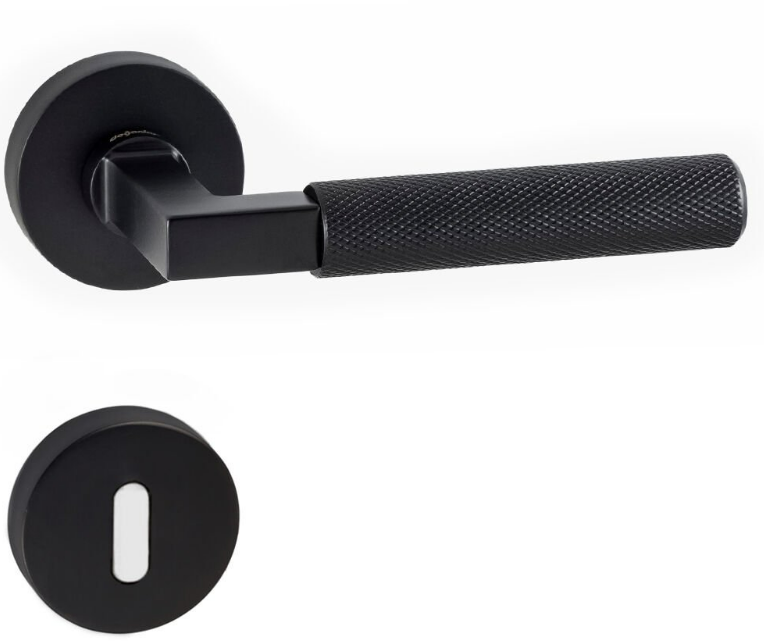 BT Matte Black Rosette Door Handle Set