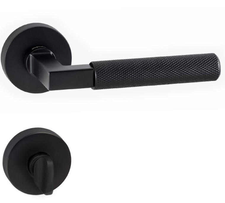 BT Matte Black Rosette Door Handle Set