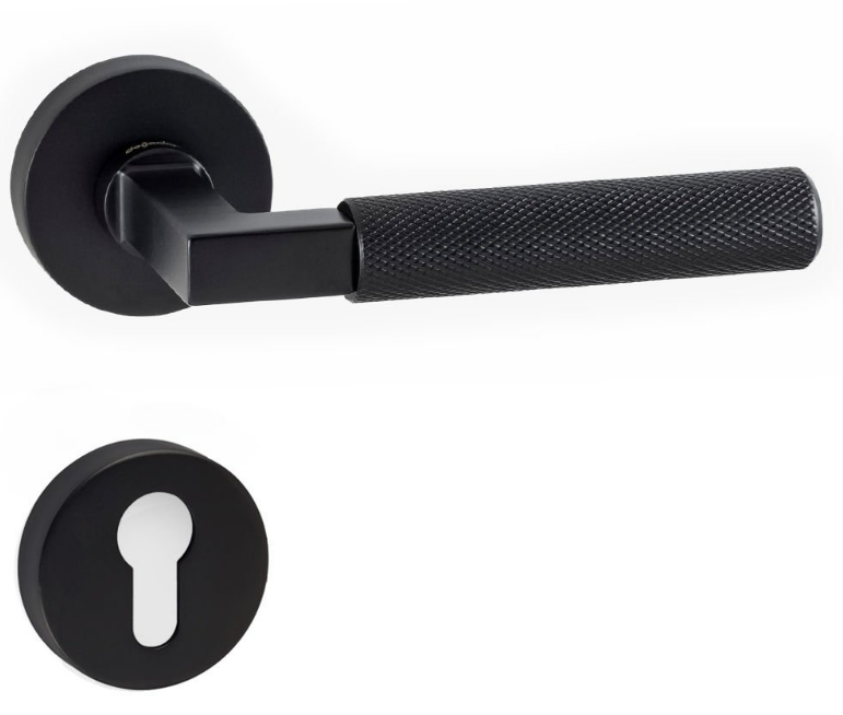 BT Matte Black Rosette Door Handle Set