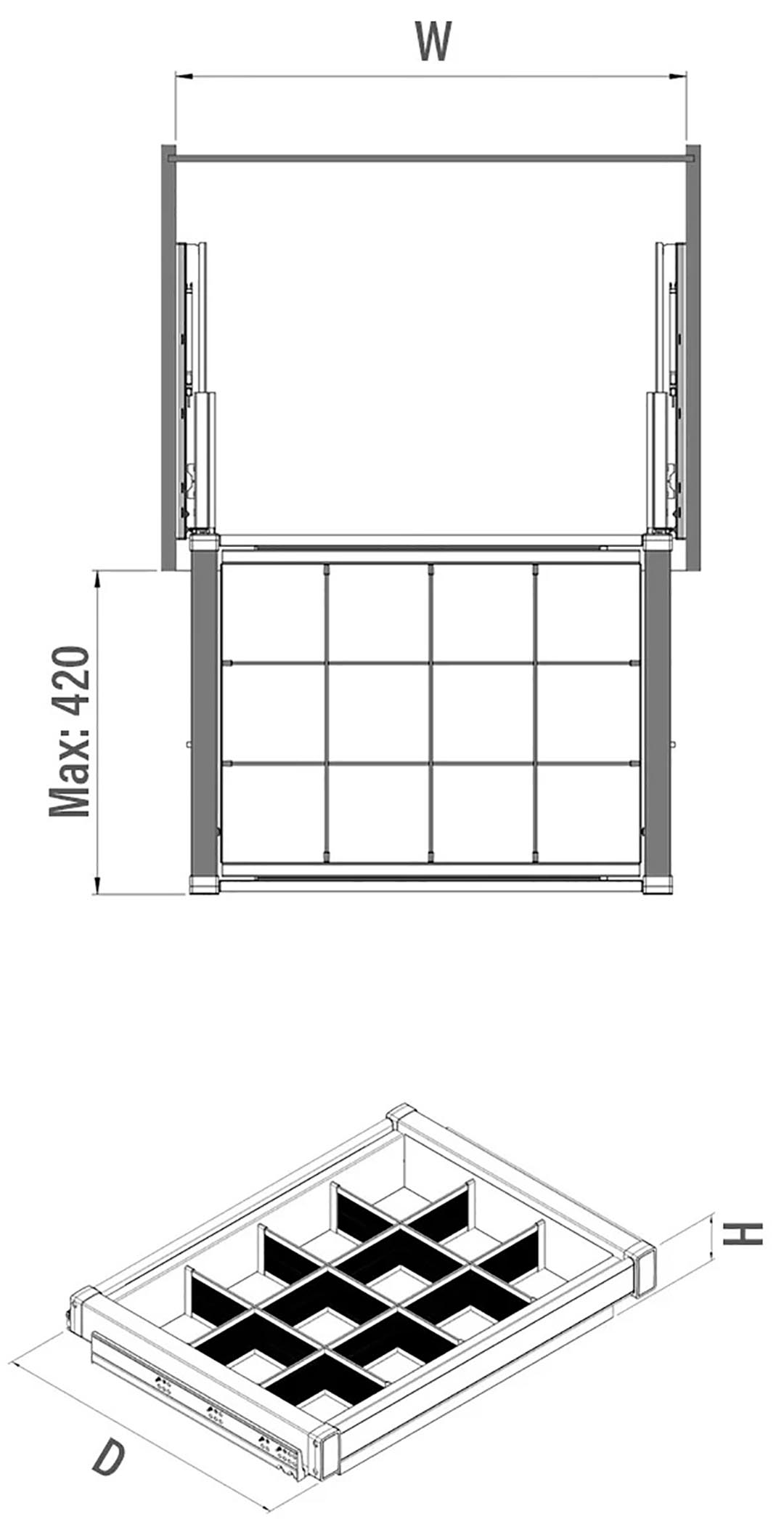 Ready-made Rail Shelf with Inner Cabinet Section