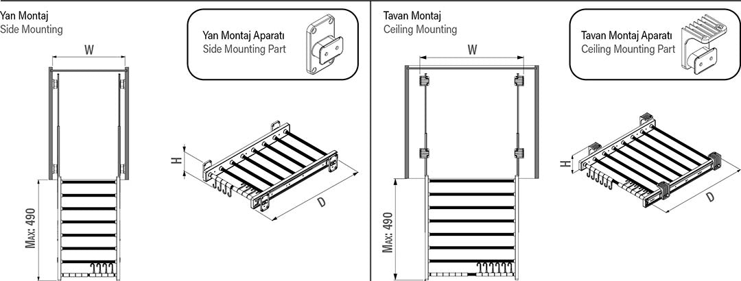 Plastic Covered Trouser Rack with Telescopic Rail inside the Wardrobe